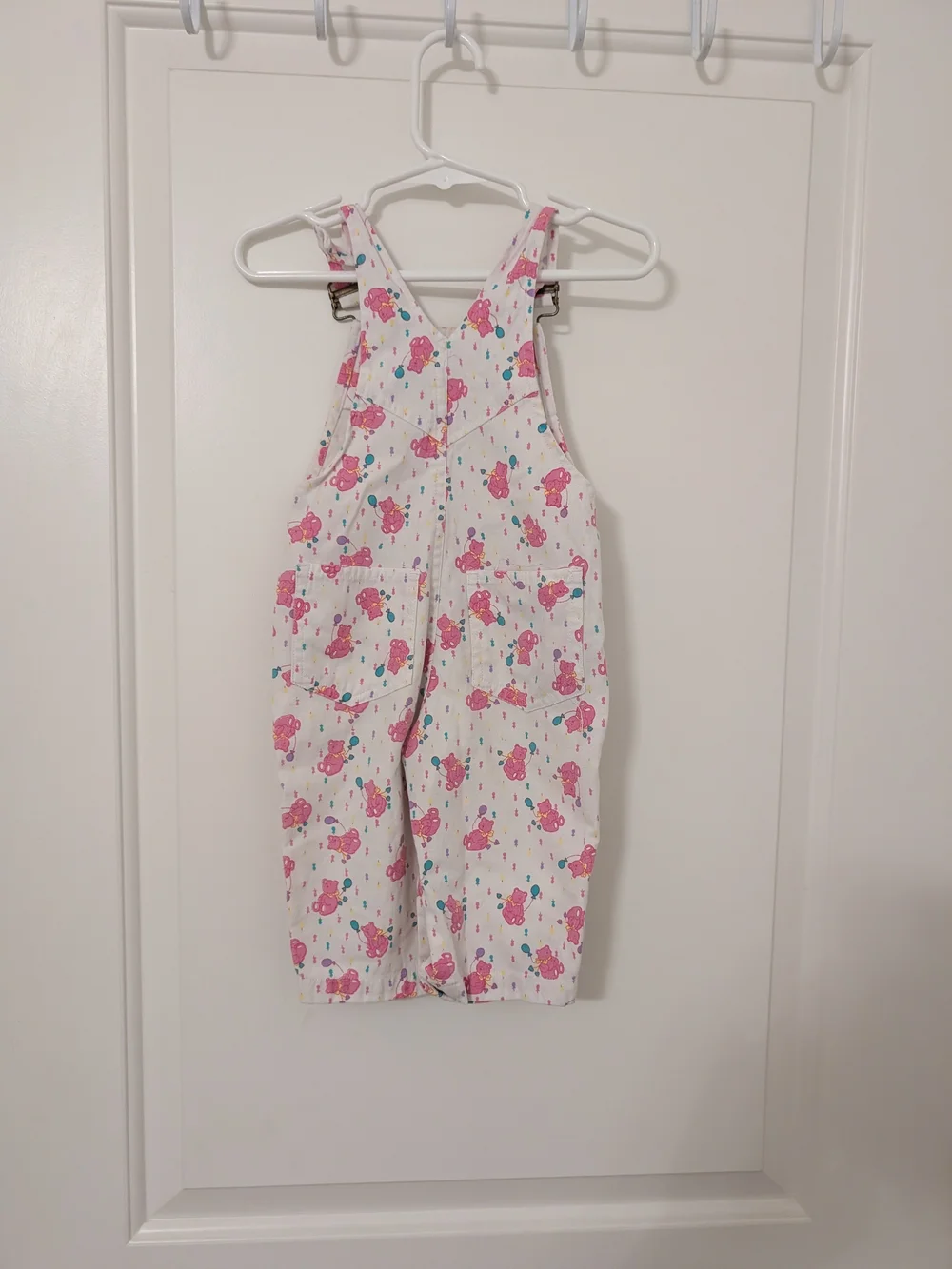 Vintage Hush Puppies Baby 6-9M Pink Teddy Bear Overalls Romper 90s